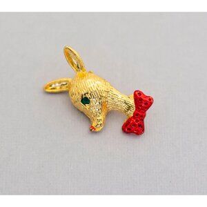 Golden kangaroo with bow vintage brooch (CW1)